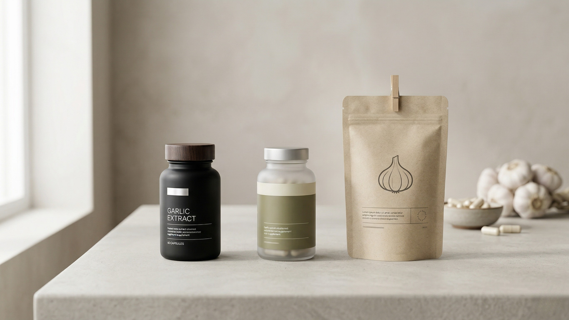 Aged garlic extract supplements comparison UK showing different product options and formats