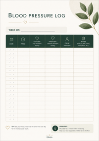 Elvéra Blood Pressure Log Book